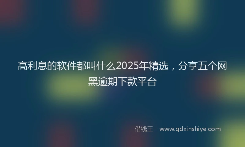 高利息的软件都叫什么2025年精选，分享五个网黑逾期下款平台