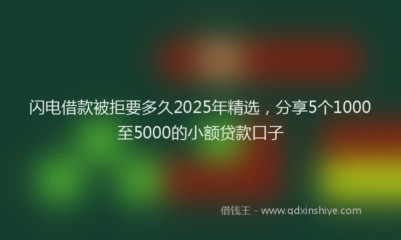 闪电借款被拒要多久2025年精选，分享5个1000至5000的小额贷款口子