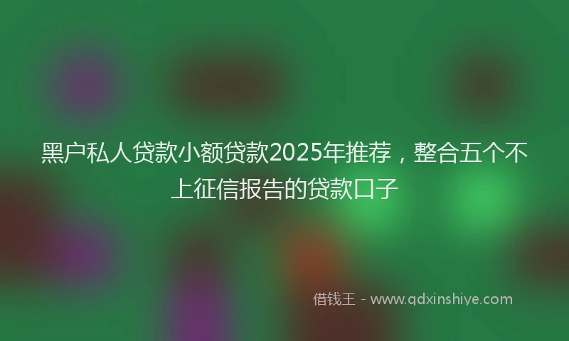 黑户私人贷款小额贷款2025年推荐，整合五个不上征信报告的贷款口子