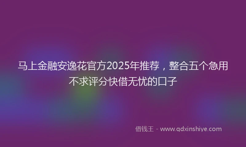 马上金融安逸花官方2025年推荐，整合五个急用不求评分快借无忧的口子
