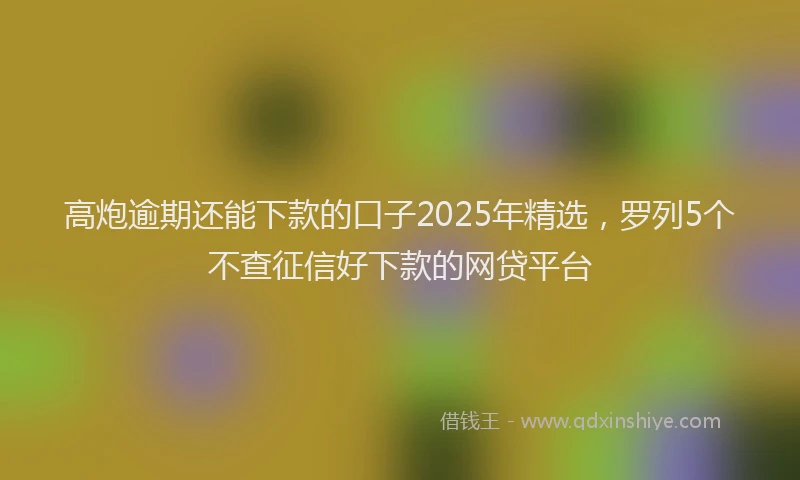 高炮逾期还能下款的口子2025年精选，罗列5个不查征信好下款的网贷平台