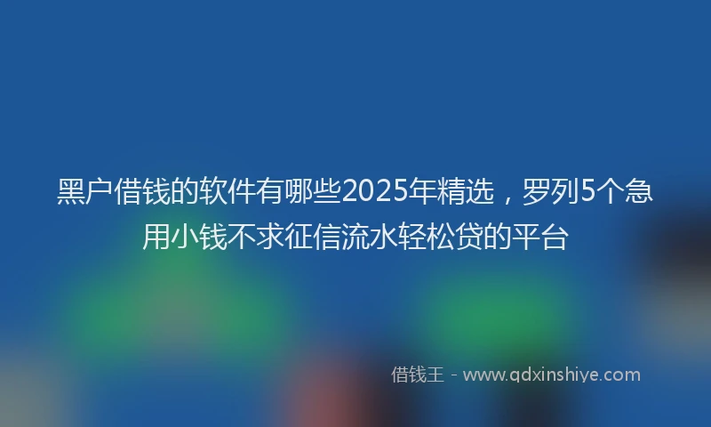 黑户借钱的软件有哪些2025年精选，罗列5个急用小钱不求征信流水轻松贷的平台