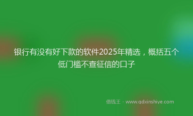 银行有没有好下款的软件2025年精选，概括五个低门槛不查征信的口子