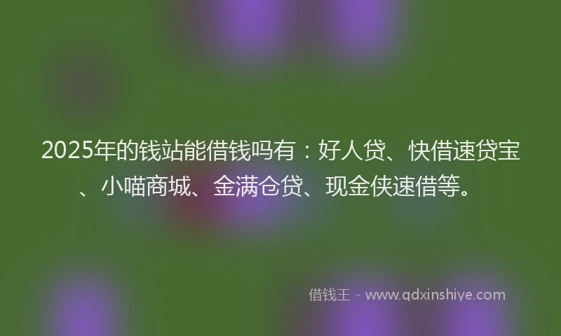 2025年的钱站能借钱吗有：好人贷、快借速贷宝、小喵商城、金满仓贷、现金侠速借等。