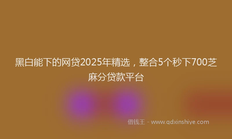 黑白能下的网贷2025年精选，整合5个秒下700芝麻分贷款平台
