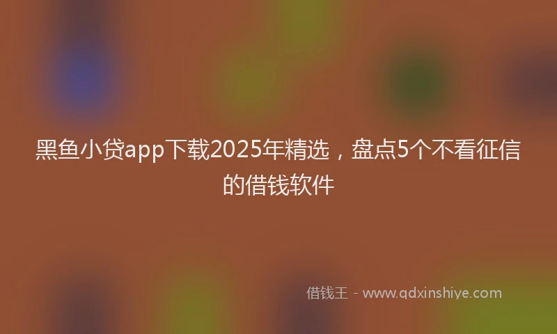 黑鱼小贷app下载2025年精选，盘点5个不看征信的借钱软件