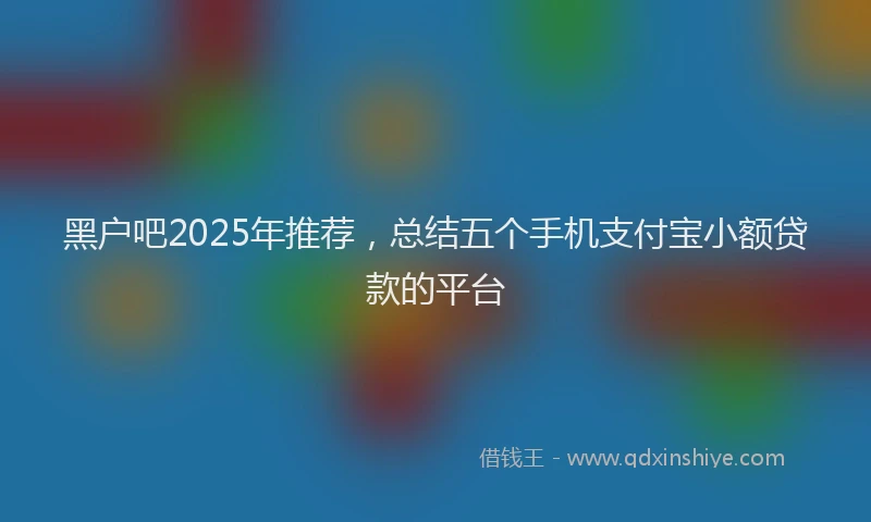 黑户吧2025年推荐，总结五个手机支付宝小额贷款的平台