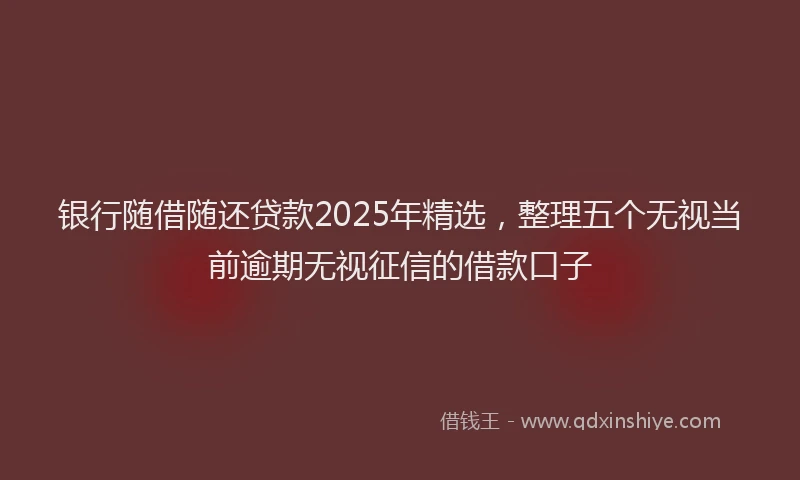 银行随借随还贷款2025年精选，整理五个无视当前逾期无视征信的借款口子