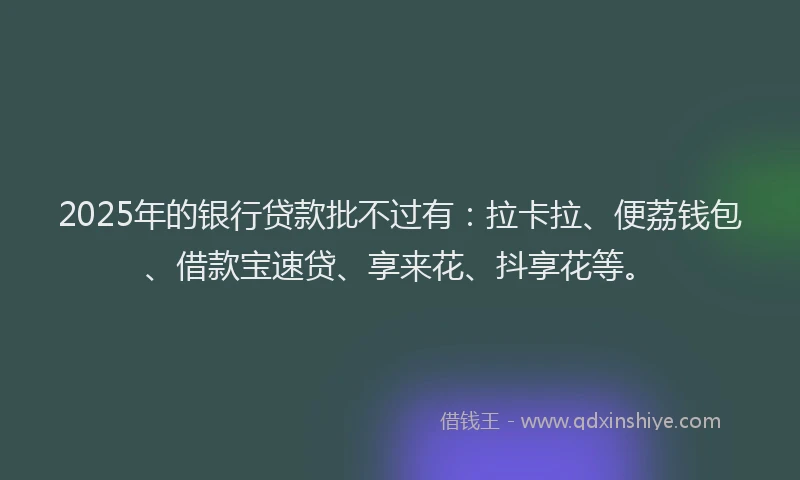 2025年的银行贷款批不过有：拉卡拉、便荔钱包、借款宝速贷、享来花、抖享花等。