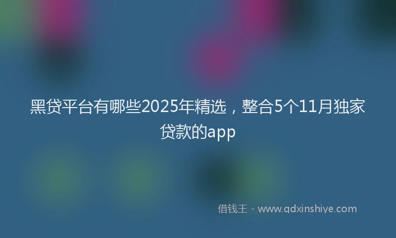 黑贷平台有哪些2025年精选，整合5个11月独家贷款的app