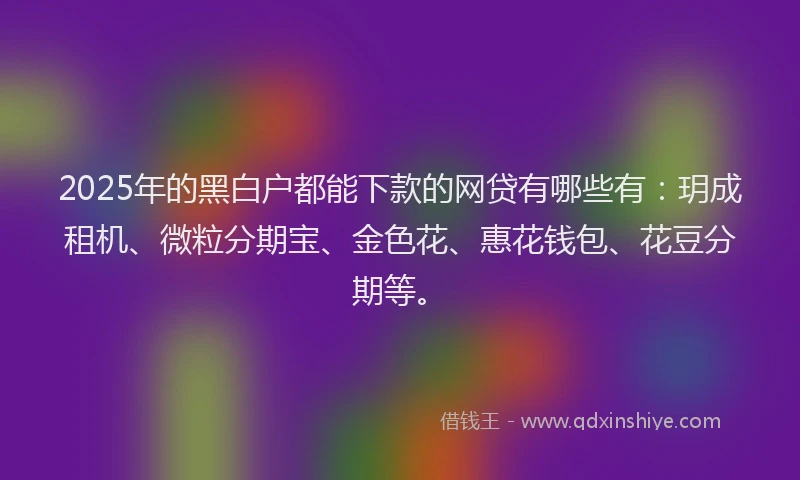 2025年的黑白户都能下款的网贷有哪些有：玥成租机、微粒分期宝、金色花、惠花钱包、花豆分期等。