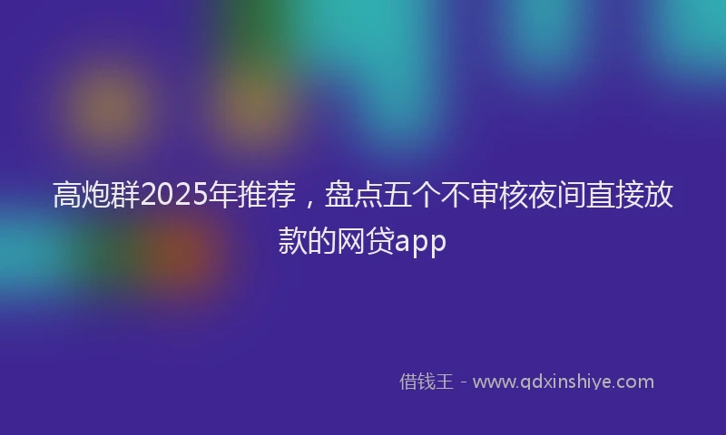高炮群2025年推荐，盘点五个不审核夜间直接放款的网贷app