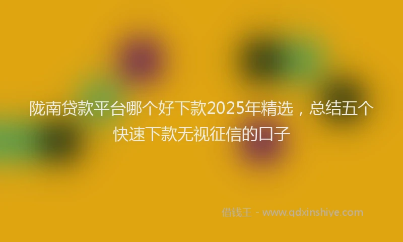 陇南贷款平台哪个好下款2025年精选，总结五个快速下款无视征信的口子