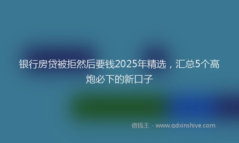 银行房贷被拒然后要钱2025年精选，汇总5个高炮必下的新口子