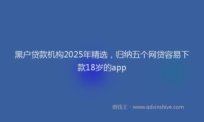 黑户贷款机构2025年精选，归纳五个网贷容易下款18岁的app