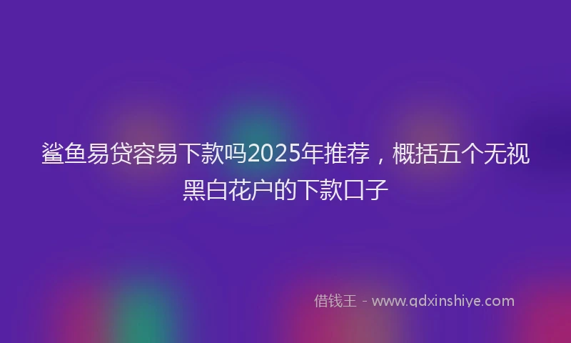 鲨鱼易贷容易下款吗2025年推荐，概括五个无视黑白花户的下款口子