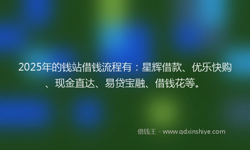 2025年的钱站借钱流程有：星辉借款、优乐快购、现金直达、易贷宝融、借钱花等。