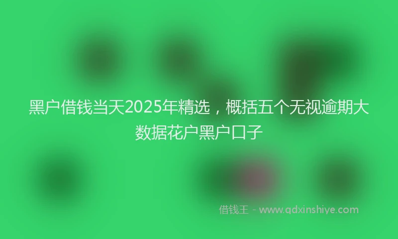 黑户借钱当天2025年精选，概括五个无视逾期大数据花户黑户口子
