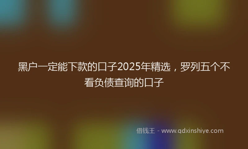 黑户一定能下款的口子2025年精选，罗列五个不看负债查询的口子