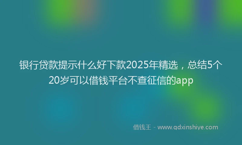 银行贷款提示什么好下款2025年精选，总结5个20岁可以借钱平台不查征信的app