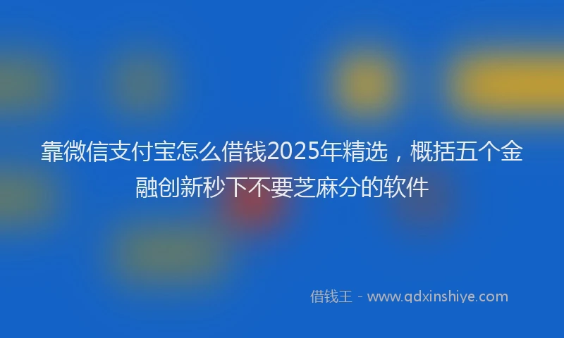 靠微信支付宝怎么借钱2025年精选，概括五个金融创新秒下不要芝麻分的软件