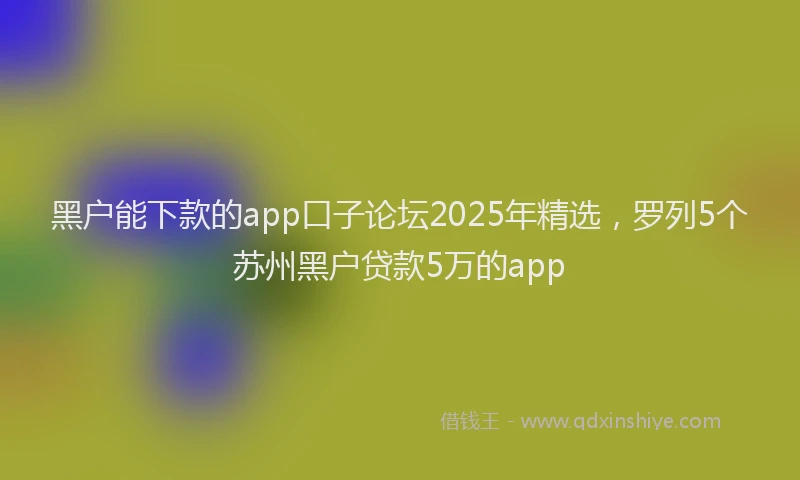 黑户能下款的app口子论坛2025年精选，罗列5个苏州黑户贷款5万的app