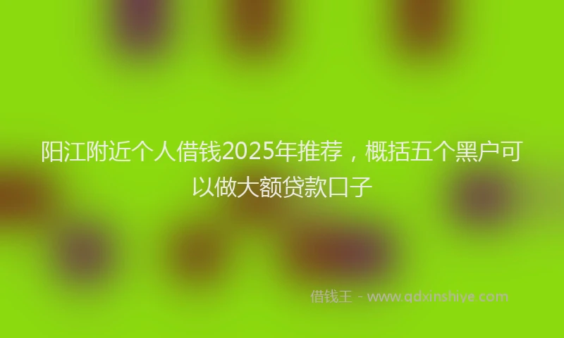 阳江附近个人借钱2025年推荐，概括五个黑户可以做大额贷款口子