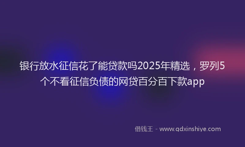 银行放水征信花了能贷款吗2025年精选，罗列5个不看征信负债的网贷百分百下款app