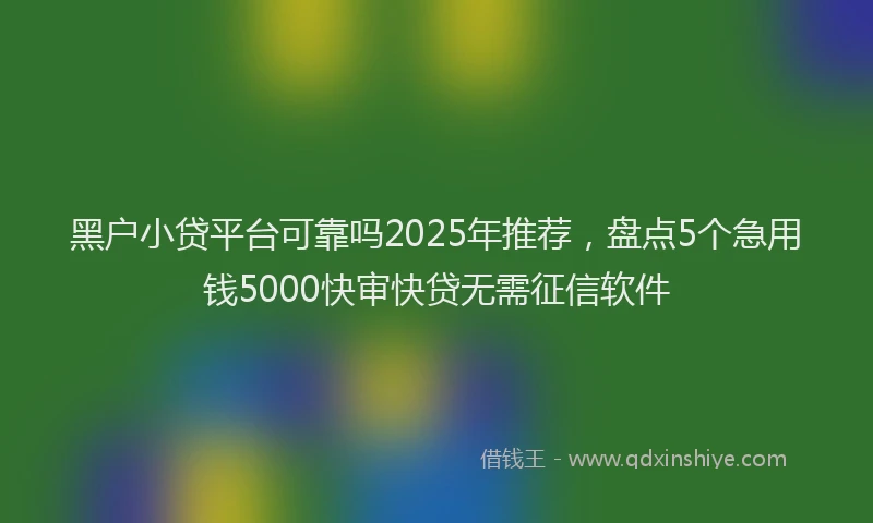 黑户小贷平台可靠吗2025年推荐，盘点5个急用钱5000快审快贷无需征信软件
