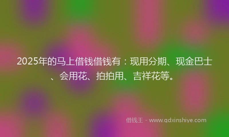 2025年的马上借钱借钱有：现用分期、现金巴士、会用花、拍拍用、吉祥花等。