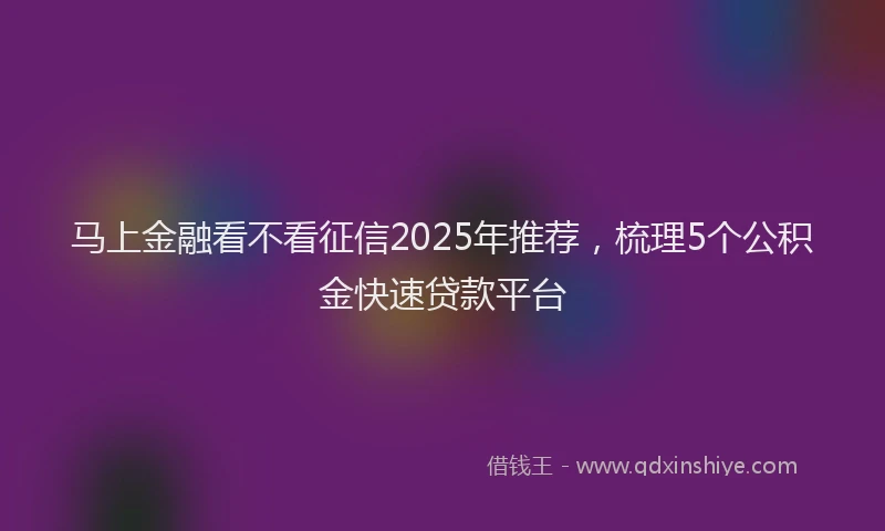 马上金融看不看征信2025年推荐，梳理5个公积金快速贷款平台