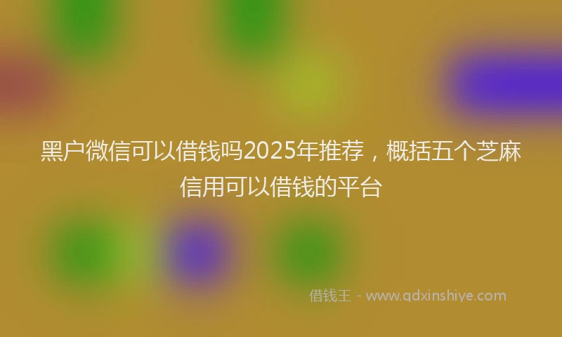 黑户微信可以借钱吗2025年推荐，概括五个芝麻信用可以借钱的平台