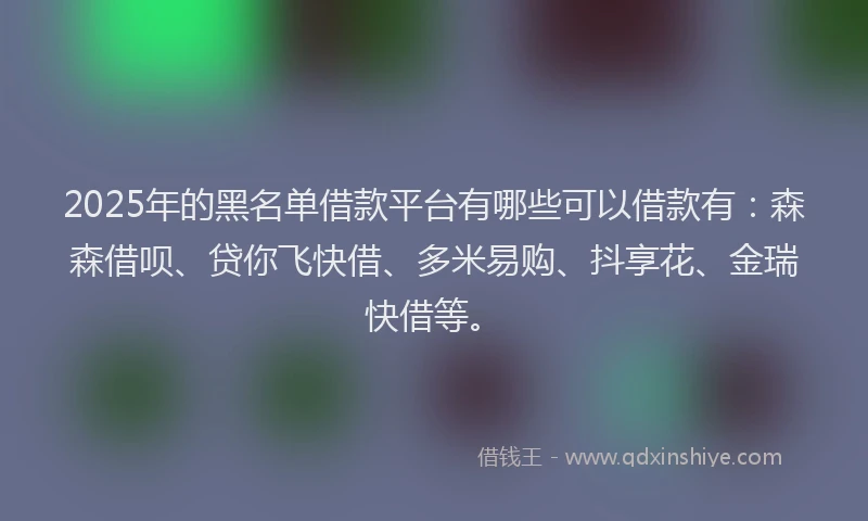 2025年的黑名单借款平台有哪些可以借款有：森森借呗、贷你飞快借、多米易购、抖享花、金瑞快借等。
