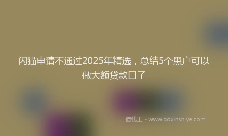 闪猫申请不通过2025年精选，总结5个黑户可以做大额贷款口子