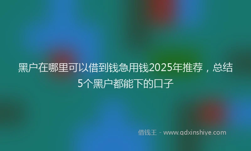 黑户在哪里可以借到钱急用钱2025年推荐，总结5个黑户都能下的口子
