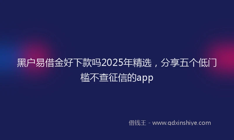 黑户易借金好下款吗2025年精选，分享五个低门槛不查征信的app
