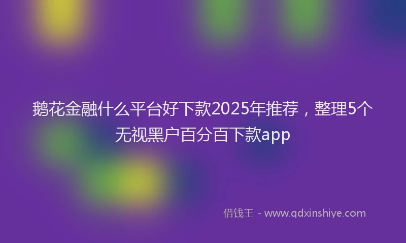 鹅花金融什么平台好下款2025年推荐，整理5个无视黑户百分百下款app