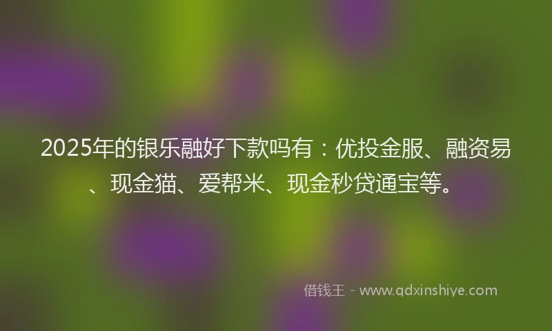 2025年的银乐融好下款吗有：优投金服、融资易、现金猫、爱帮米、现金秒贷通宝等。