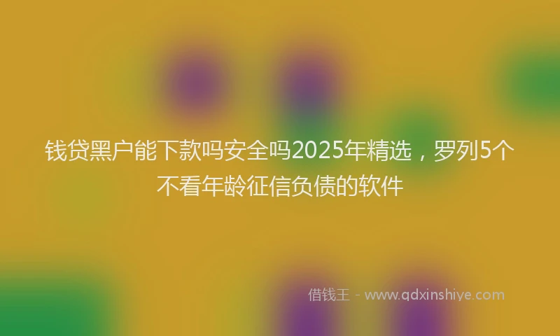钱贷黑户能下款吗安全吗2025年精选，罗列5个不看年龄征信负债的软件