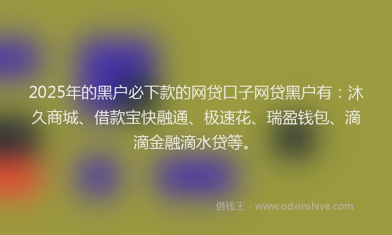 2025年的黑户必下款的网贷口子网贷黑户有：沐久商城、借款宝快融通、极速花、瑞盈钱包、滴滴金融滴水贷等。