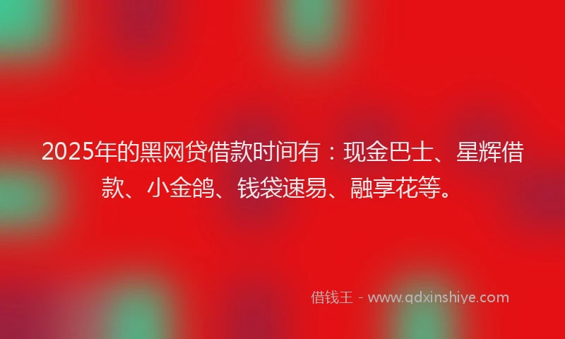 2025年的黑网贷借款时间有：现金巴士、星辉借款、小金鸽、钱袋速易、融享花等。