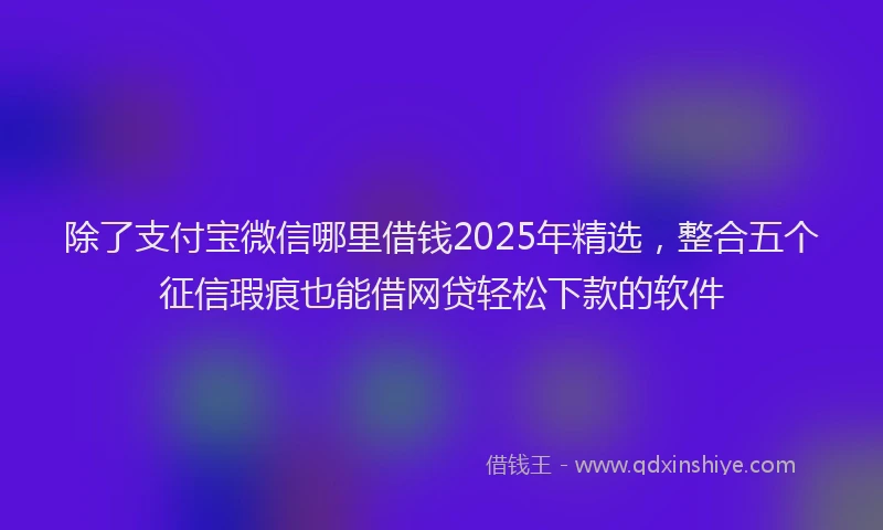 除了支付宝微信哪里借钱2025年精选，整合五个征信瑕疵也能借网贷轻松下款的软件