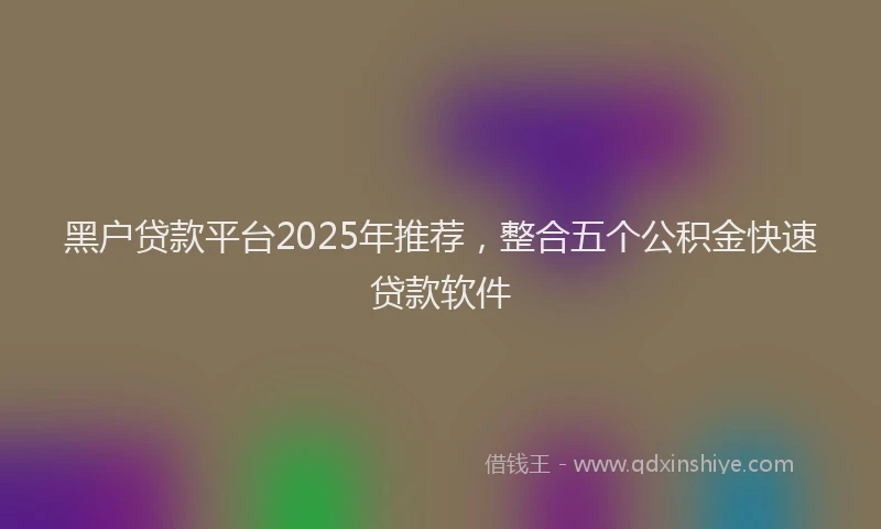 黑户贷款平台2025年推荐，整合五个公积金快速贷款软件