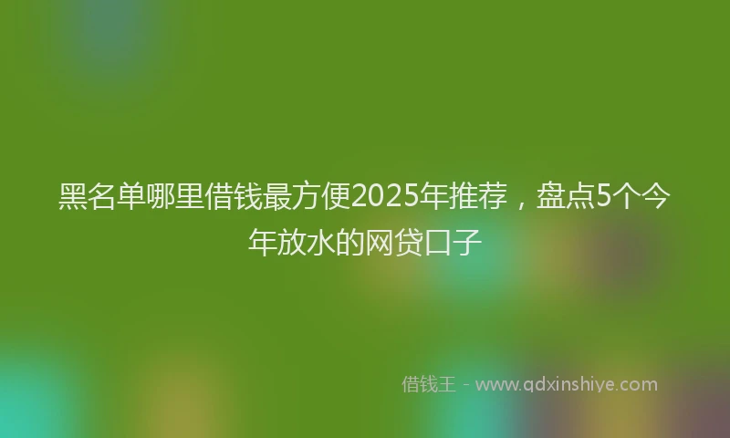 黑名单哪里借钱最方便2025年推荐，盘点5个今年放水的网贷口子