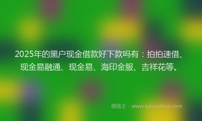 2025年的黑户现金借款好下款吗有：拍拍速借、现金易融通、现金易、海印金服、吉祥花等。