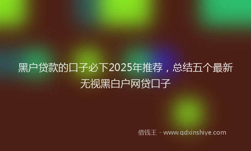 黑户贷款的口子必下2025年推荐，总结五个最新无视黑白户网贷口子