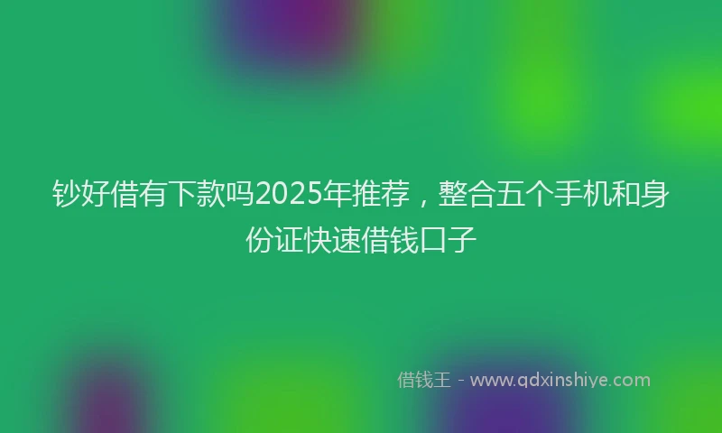 钞好借有下款吗2025年推荐，整合五个手机和身份证快速借钱口子