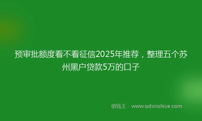 预审批额度看不看征信2025年推荐，整理五个苏州黑户贷款5万的口子