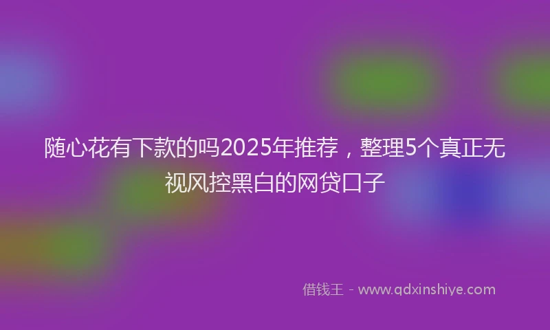 随心花有下款的吗2025年推荐，整理5个真正无视风控黑白的网贷口子