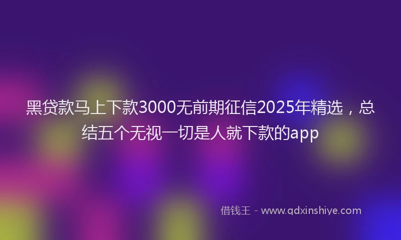 黑贷款马上下款3000无前期征信2025年精选，总结五个无视一切是人就下款的app